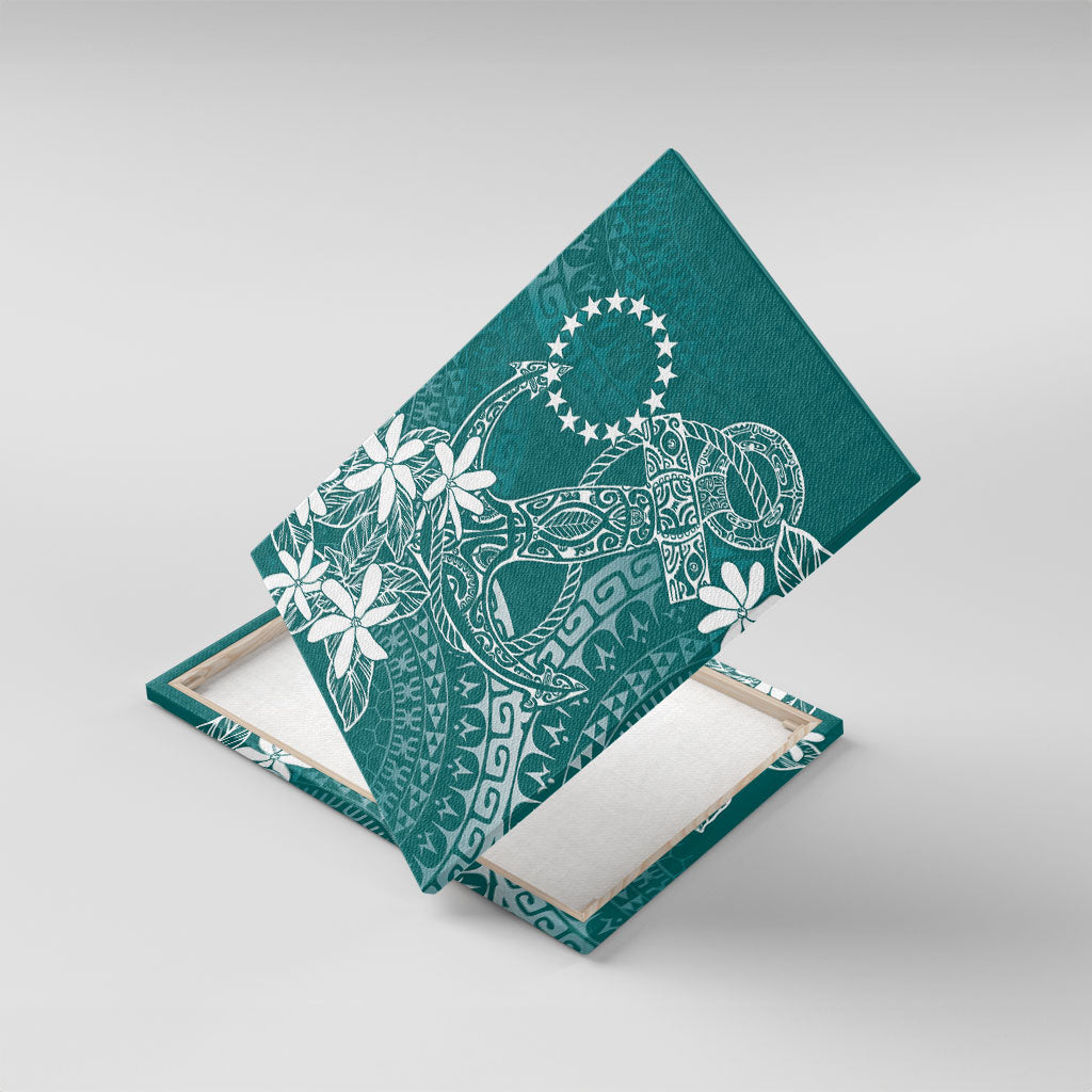 Teal Kuki Airani Tapakau Canvas Wall Art Tribal Anchor Mix Tiare LT7 With Frame Teal - Polynesian Pride