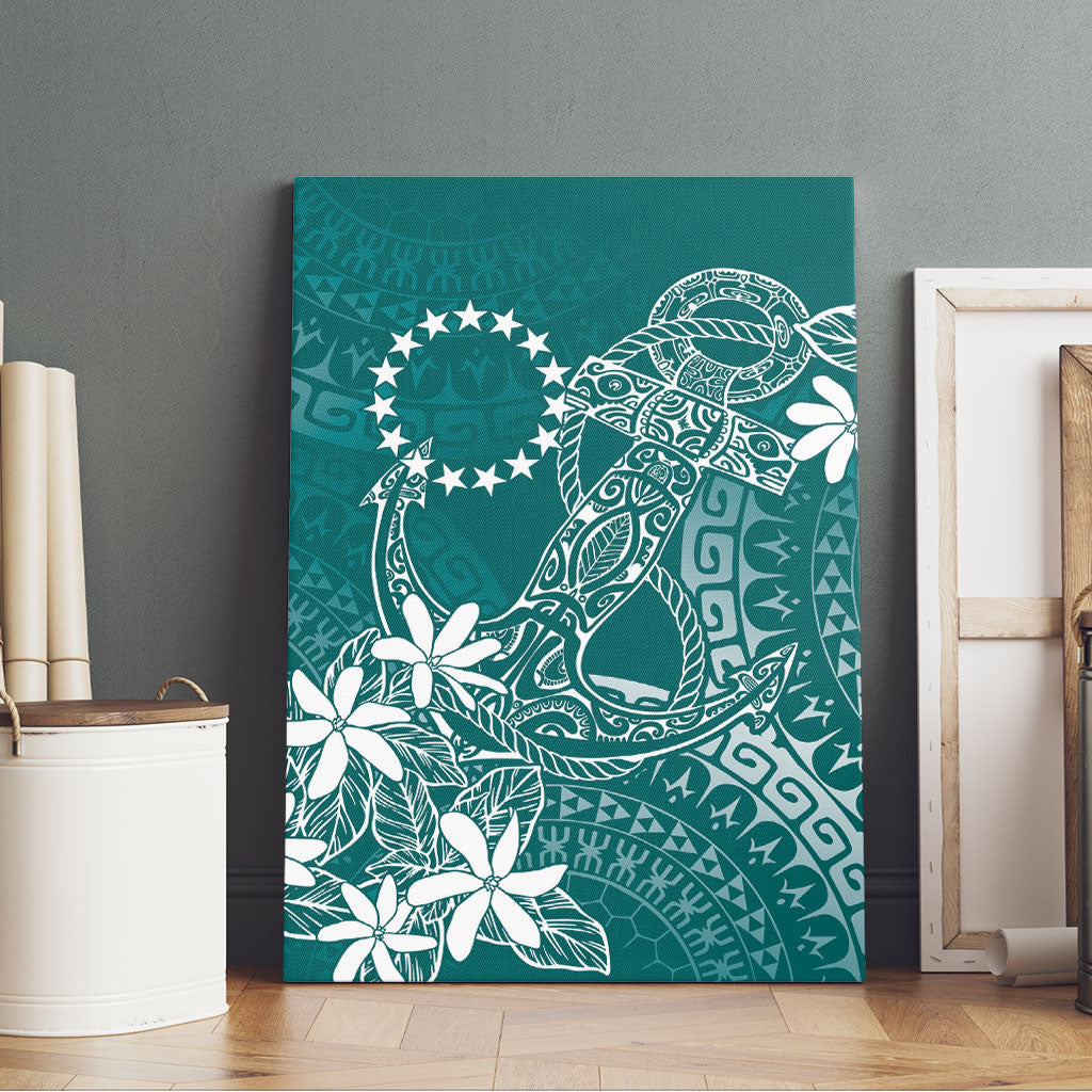 Teal Kuki Airani Tapakau Canvas Wall Art Tribal Anchor Mix Tiare LT7 - Polynesian Pride
