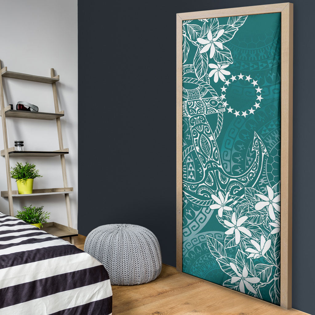 Teal Kuki Airani Tapakau Door Cover Tribal Anchor Mix Tiare