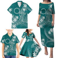 Teal Kuki Airani Tapakau Family Matching Puletasi and Hawaiian Shirt Tribal Anchor Mix Tiare LT7 - Polynesian Pride