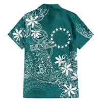 Teal Kuki Airani Tapakau Family Matching Short Sleeve Bodycon Dress and Hawaiian Shirt Tribal Anchor Mix Tiare LT7 - Polynesian Pride