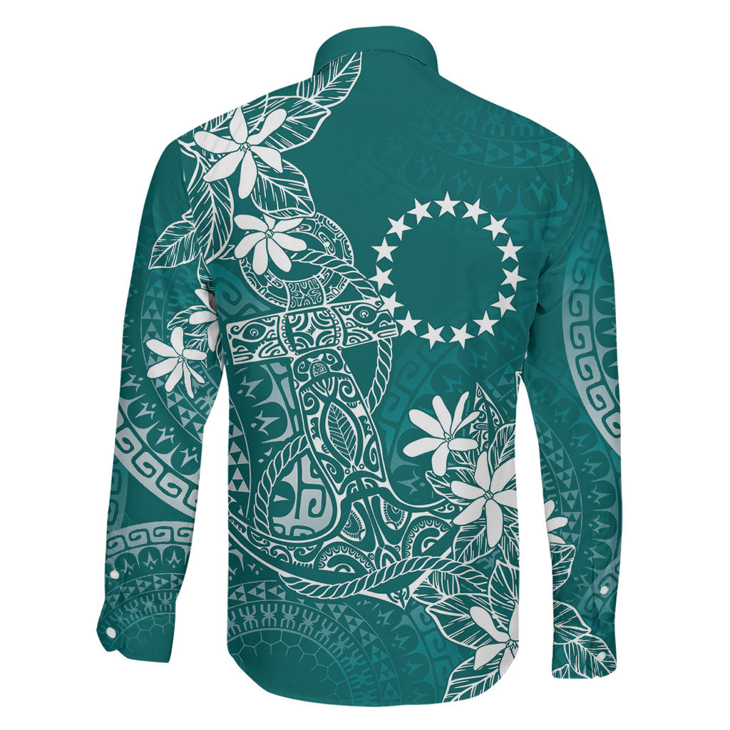Teal Kuki Airani Tapakau Family Matching Summer Maxi Dress and Hawaiian Shirt Tribal Anchor Mix Tiare LT7 - Polynesian Pride