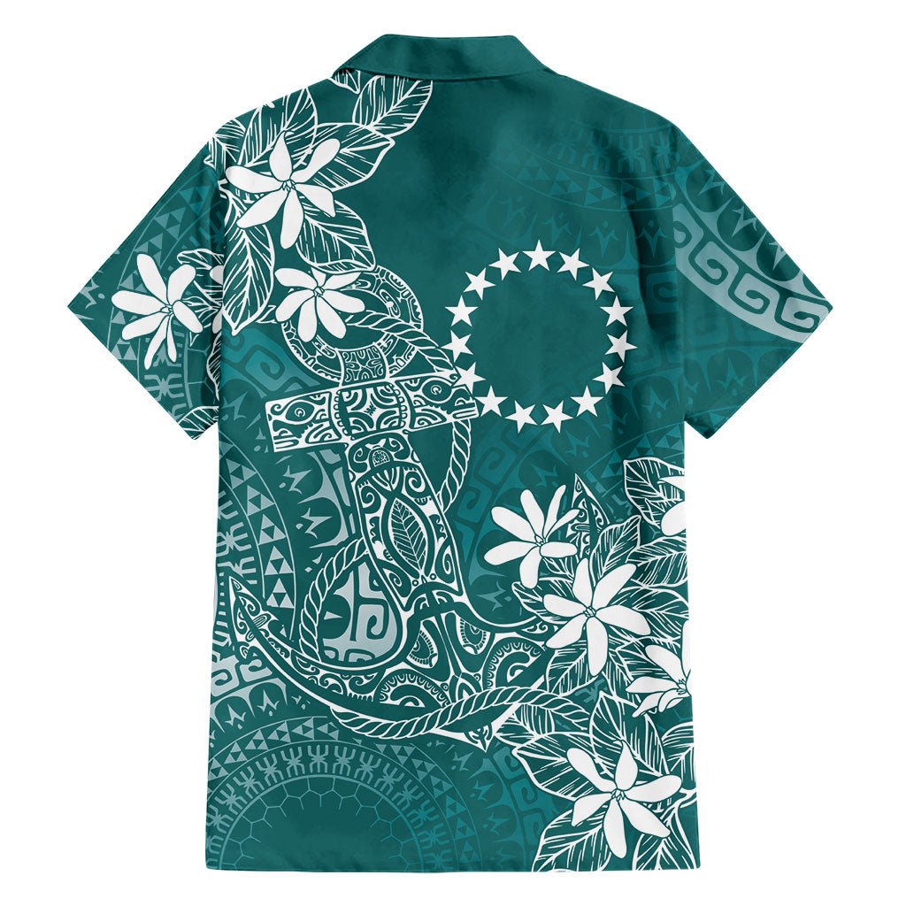 Teal Kuki Airani Tapakau Family Matching Tank Maxi Dress and Hawaiian Shirt Tribal Anchor Mix Tiare LT7 - Polynesian Pride