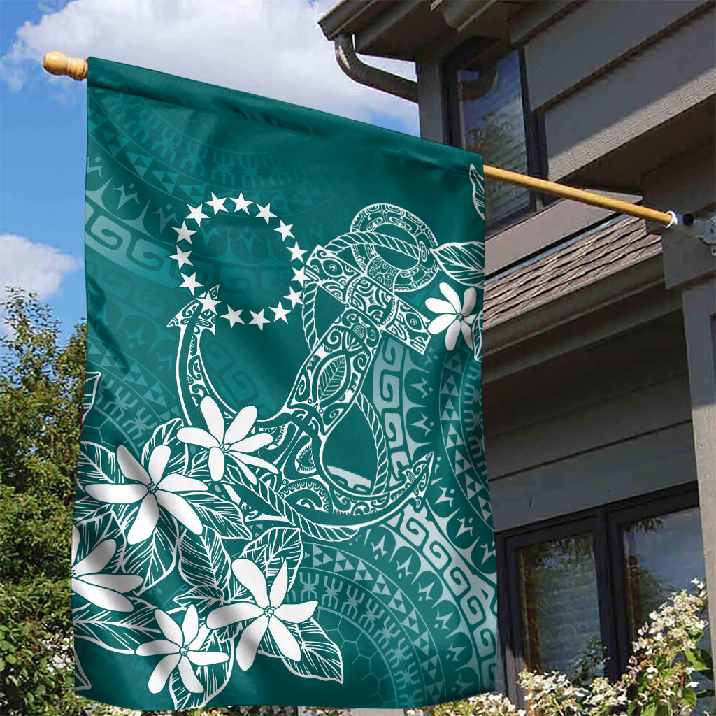 Teal Kuki Airani Tapakau Garden Flag Tribal Anchor Mix Tiare