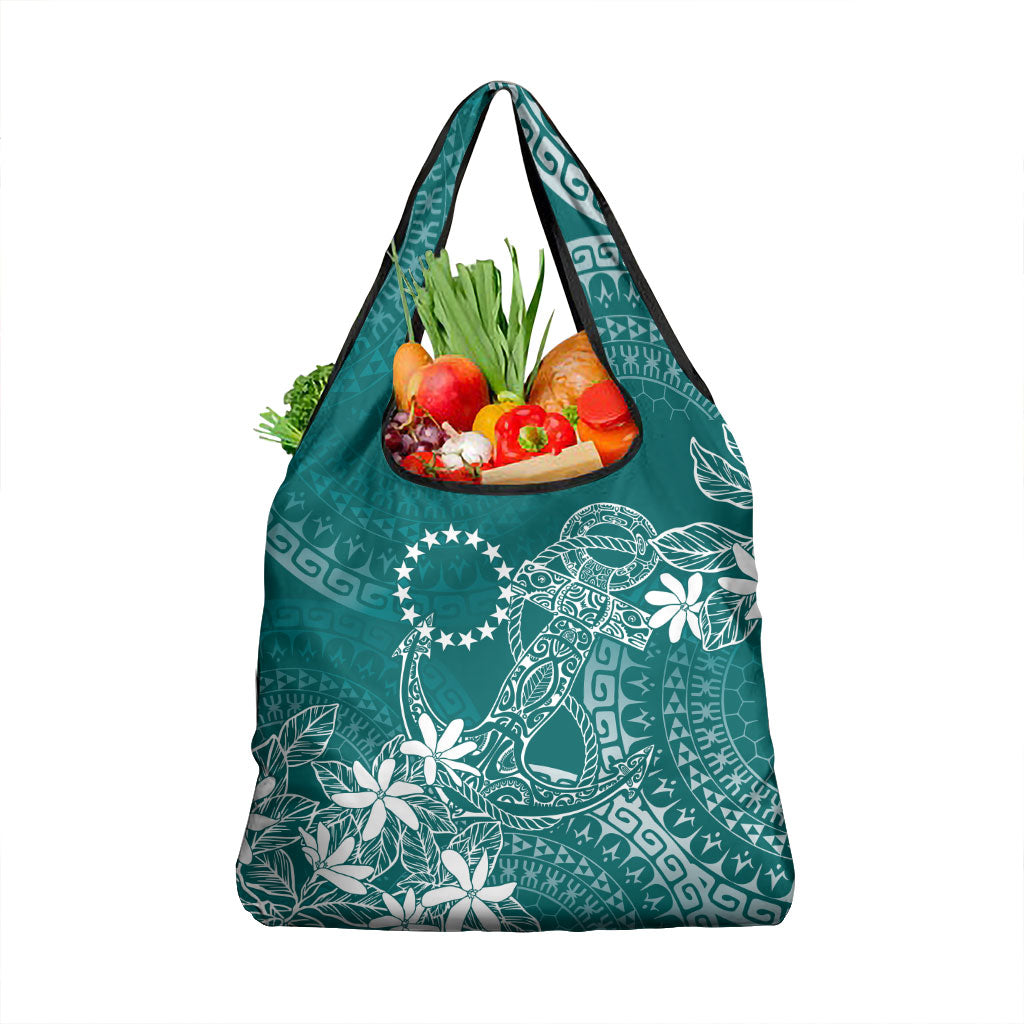 Teal Kuki Airani Tapakau Grocery Bag Tribal Anchor Mix Tiare