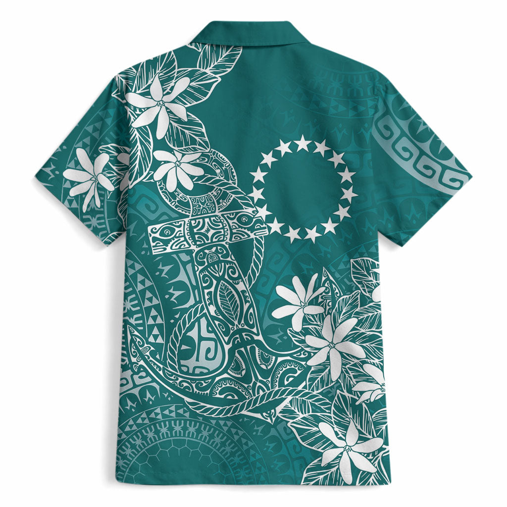 Teal Kuki Airani Tapakau Hawaiian Shirt Tribal Anchor Mix Tiare LT7 - Polynesian Pride