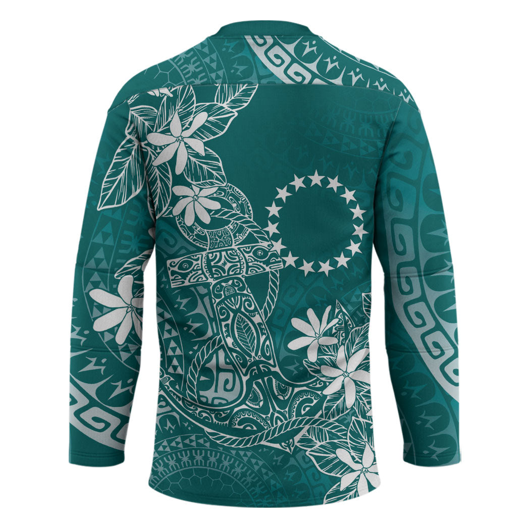 Teal Kuki Airani Tapakau Hockey Jersey Tribal Anchor Mix Tiare