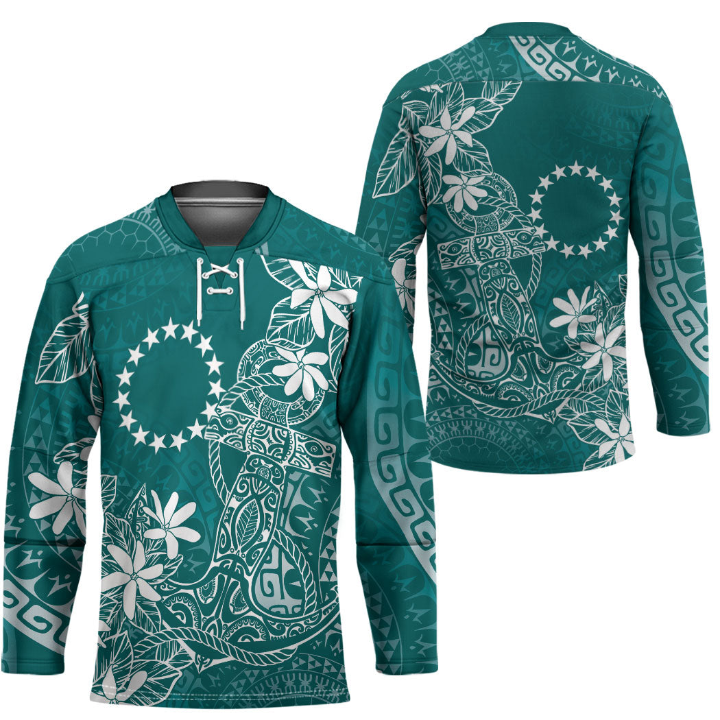 Teal Kuki Airani Tapakau Hockey Jersey Tribal Anchor Mix Tiare