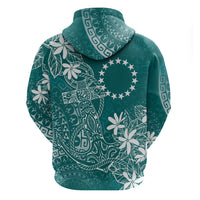 Teal Kuki Airani Tapakau Hoodie Tribal Anchor Mix Tiare