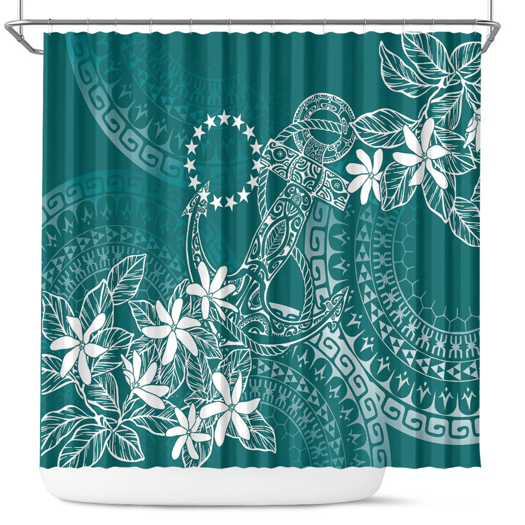 Teal Kuki Airani Tapakau Shower Curtain Tribal Anchor Mix Tiare
