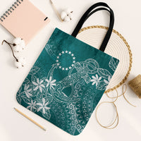 Teal Kuki Airani Tapakau Tote Bag Tribal Anchor Mix Tiare