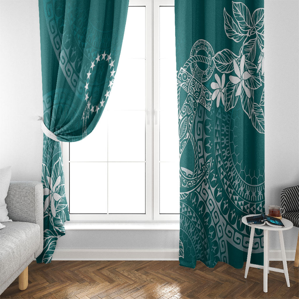 Teal Kuki Airani Tapakau Window Curtain Tribal Anchor Mix Tiare