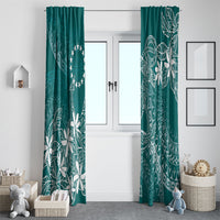 Teal Kuki Airani Tapakau Window Curtain Tribal Anchor Mix Tiare