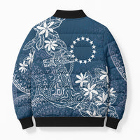 Navy Kuki Airani Tapakau Bomber Puffer Jacket Tribal Anchor Mix Tiare