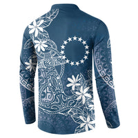Navy Kuki Airani Tapakau Button Sweatshirt Tribal Anchor Mix Tiare