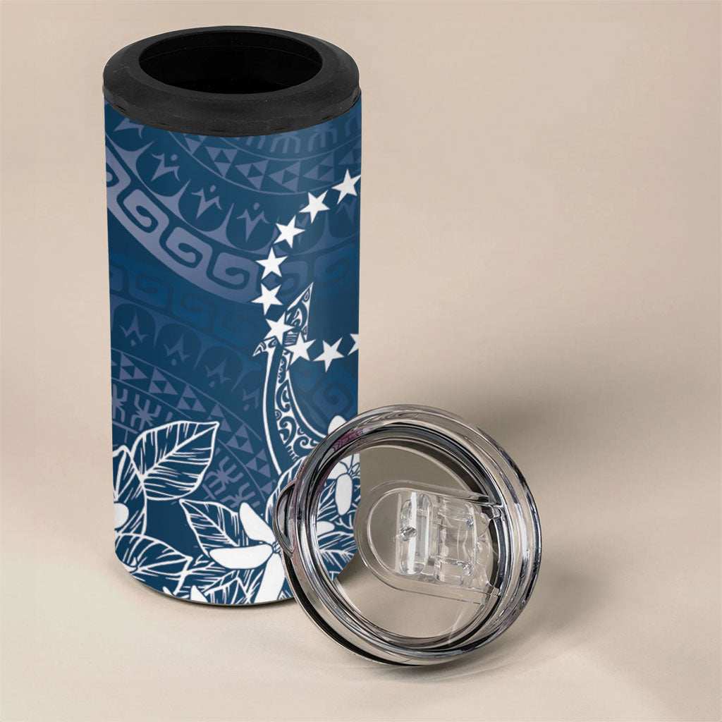 Navy Kuki Airani Tapakau 4 in 1 Can Cooler Tumbler Tribal Anchor Mix Tiare