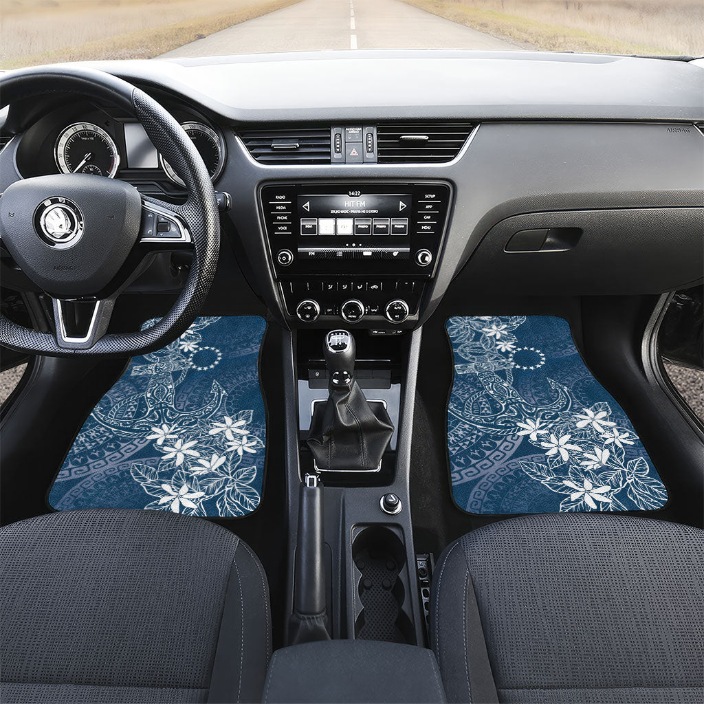 Navy Kuki Airani Tapakau Car Mats Tribal Anchor Mix Tiare LT7 Set 2pcs - Front Navy - Polynesian Pride