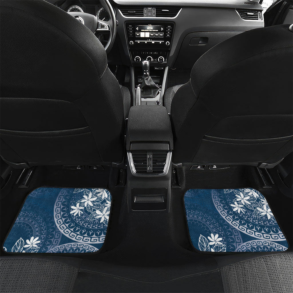 Navy Kuki Airani Tapakau Car Mats Tribal Anchor Mix Tiare LT7 Set 2pcs - Back Navy - Polynesian Pride