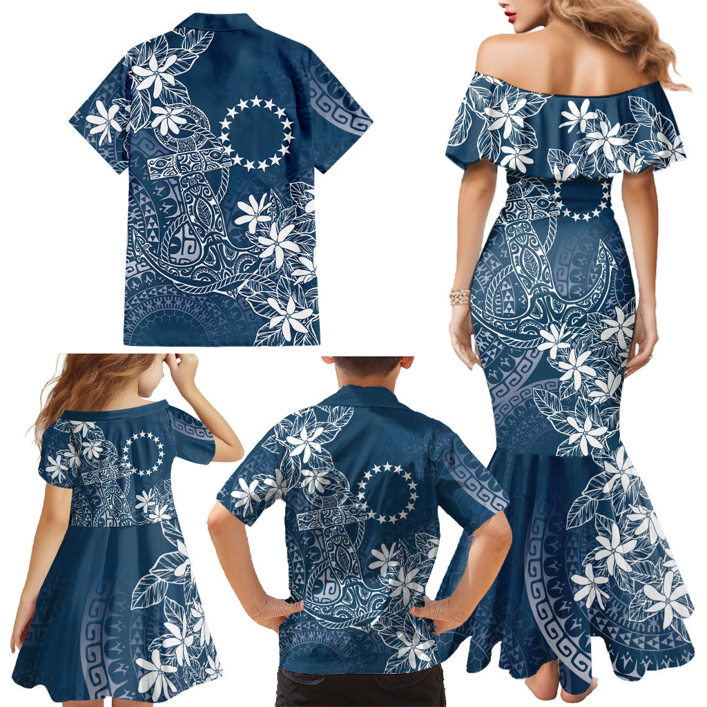 Navy Kuki Airani Tapakau Family Matching Mermaid Dress and Hawaiian Shirt Tribal Anchor Mix Tiare LT7 - Polynesian Pride
