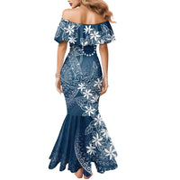 Navy Kuki Airani Tapakau Family Matching Mermaid Dress and Hawaiian Shirt Tribal Anchor Mix Tiare LT7 - Polynesian Pride