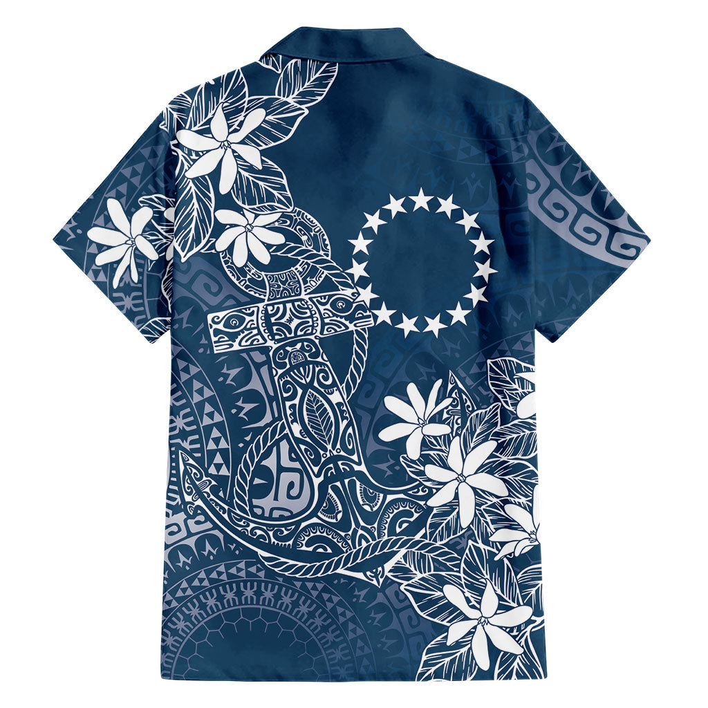 Navy Kuki Airani Tapakau Family Matching Off Shoulder Short Dress and Hawaiian Shirt Tribal Anchor Mix Tiare LT7 - Polynesian Pride