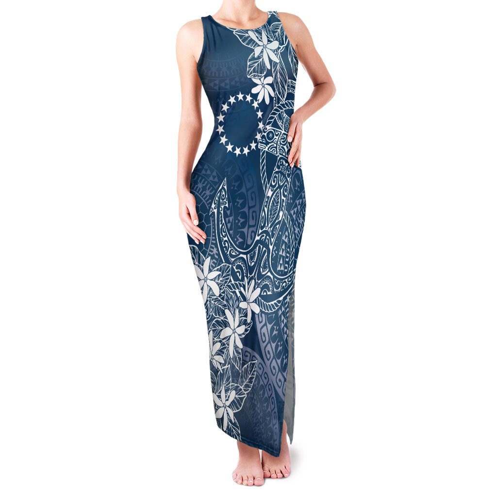 Navy Kuki Airani Tapakau Family Matching Tank Maxi Dress and Hawaiian Shirt Tribal Anchor Mix Tiare LT7 Mom's Dress Navy - Polynesian Pride