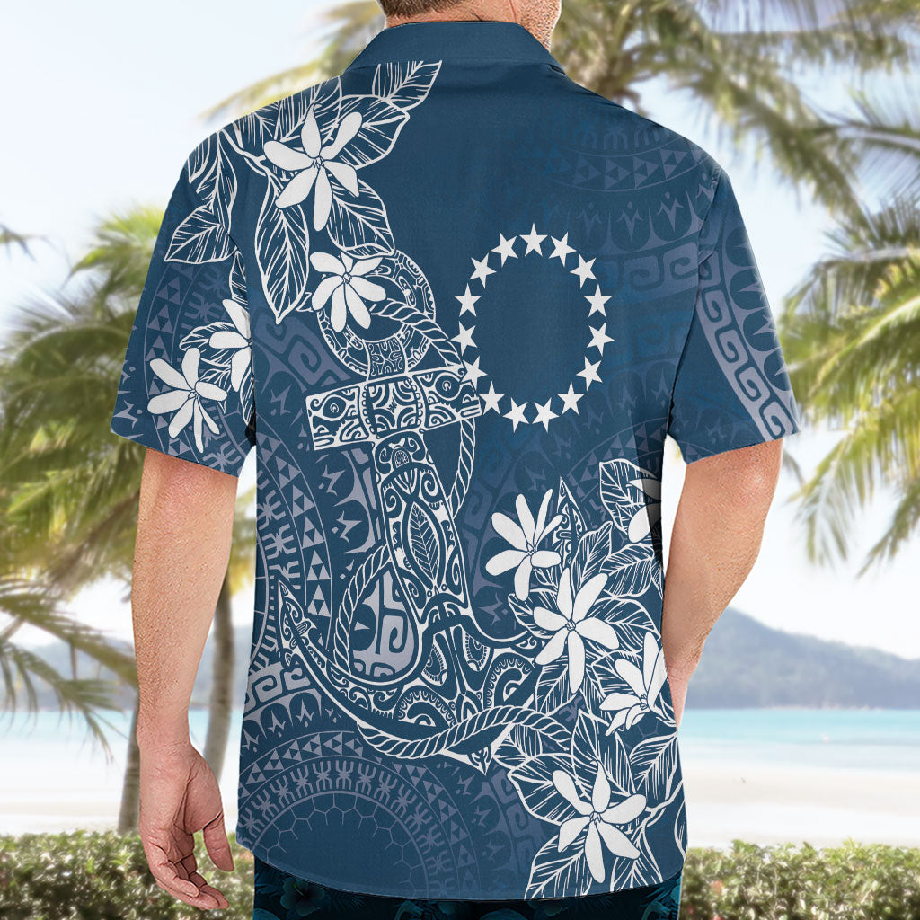 Navy Kuki Airani Tapakau Hawaiian Shirt Tribal Anchor Mix Tiare