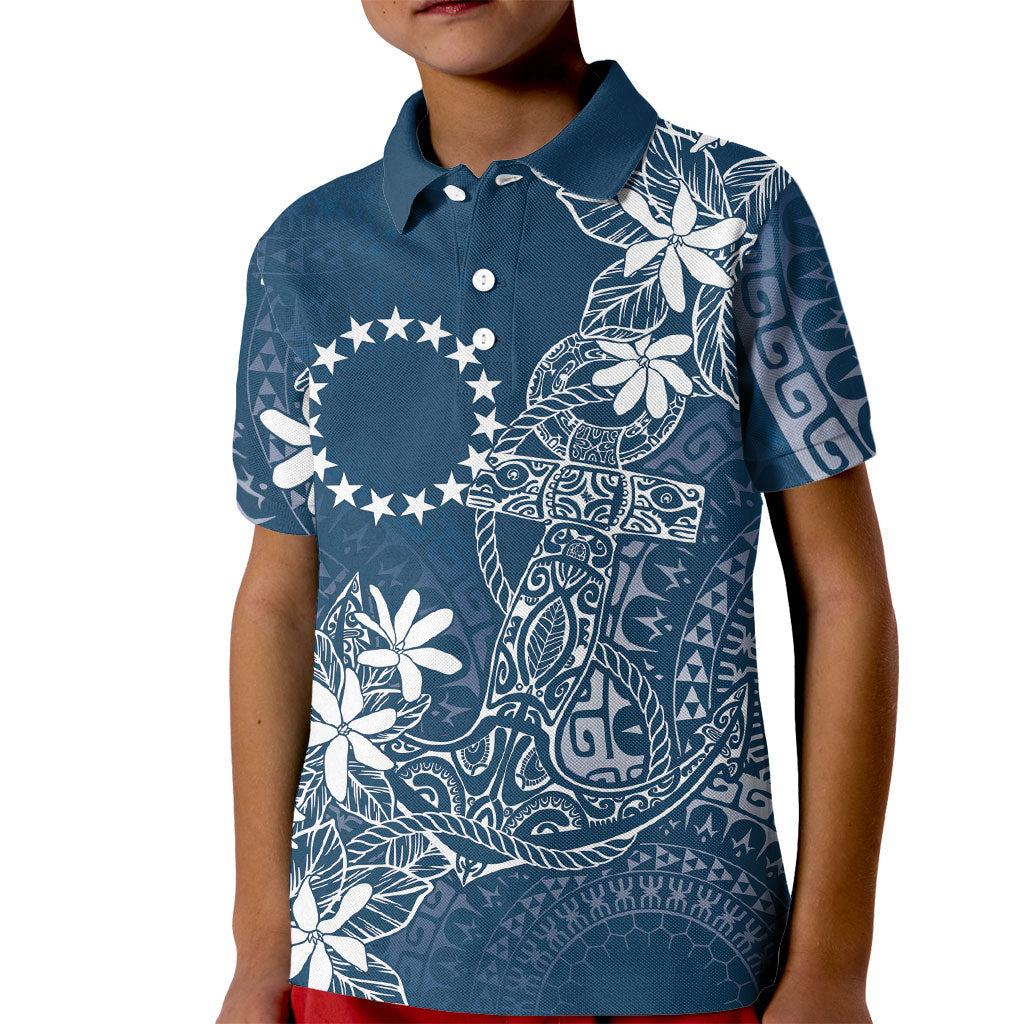 Navy Kuki Airani Tapakau Kid Polo Shirt Tribal Anchor Mix Tiare