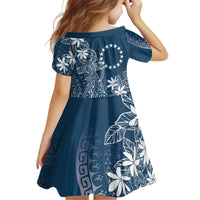 Navy Kuki Airani Tapakau Kid Short Sleeve Dress Tribal Anchor Mix Tiare