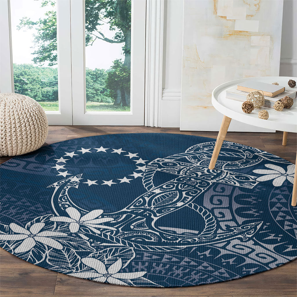 Navy Kuki Airani Tapakau Round Carpet Tribal Anchor Mix Tiare