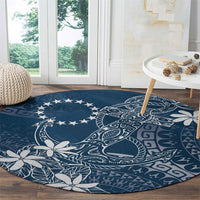 Navy Kuki Airani Tapakau Round Carpet Tribal Anchor Mix Tiare