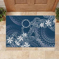 Navy Kuki Airani Tapakau Rubber Doormat Tribal Anchor Mix Tiare
