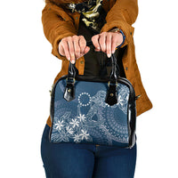Navy Kuki Airani Tapakau Shoulder Handbag Tribal Anchor Mix Tiare