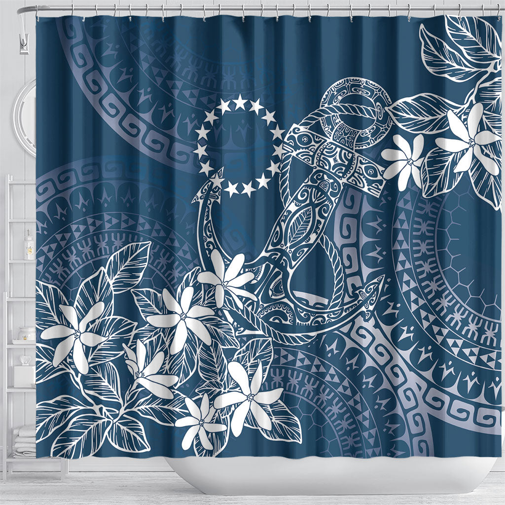 Navy Kuki Airani Tapakau Shower Curtain Tribal Anchor Mix Tiare