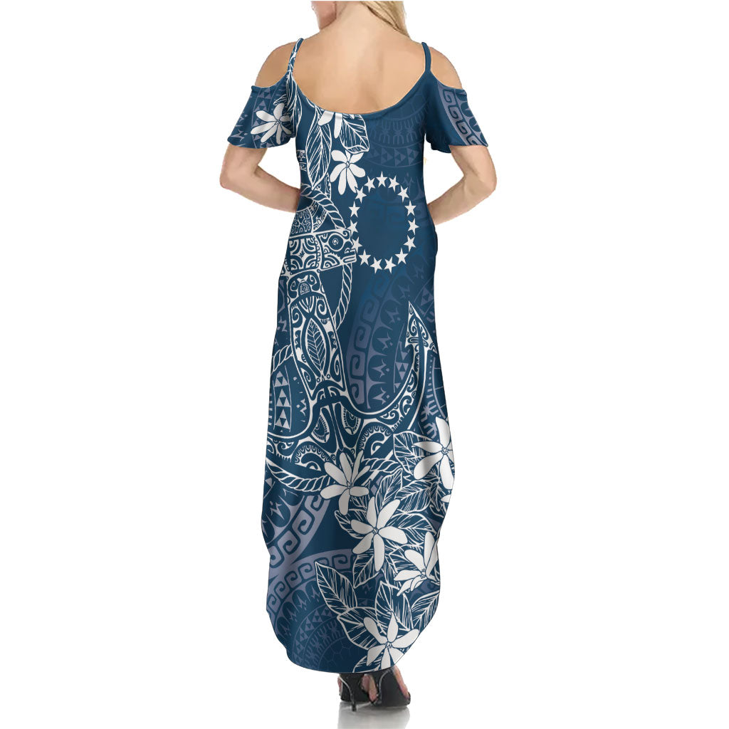 Navy Kuki Airani Tapakau Summer Maxi Dress Tribal Anchor Mix Tiare