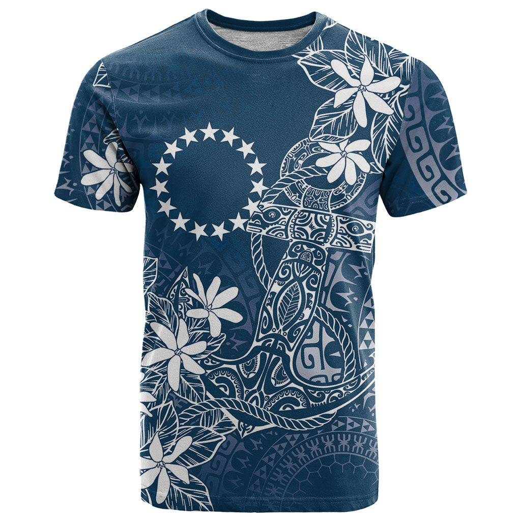 Navy Kuki Airani Tapakau T Shirt Tribal Anchor Mix Tiare