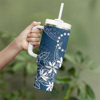 Navy Kuki Airani Tapakau Tumbler With Handle Tribal Anchor Mix Tiare