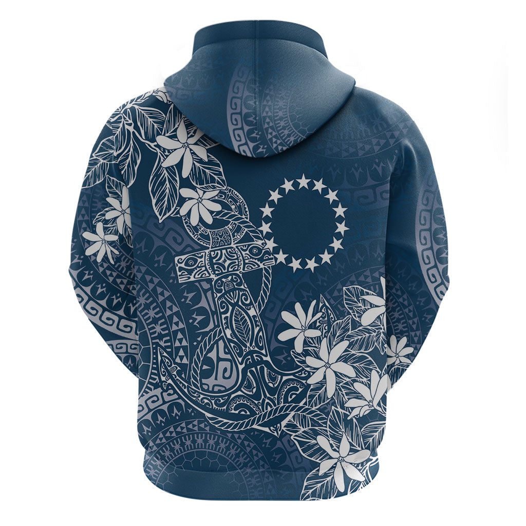 Navy Kuki Airani Tapakau Zip Hoodie Tribal Anchor Mix Tiare LT7 - Polynesian Pride