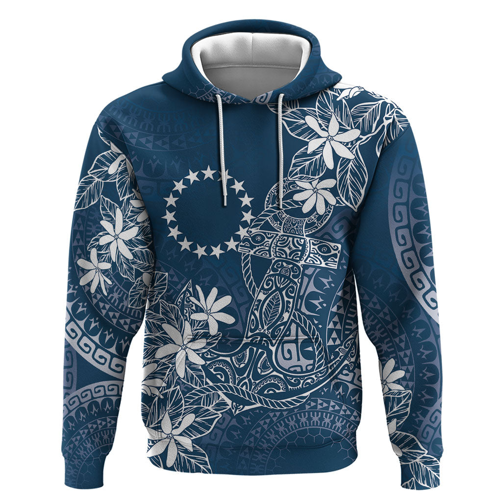 Navy Kuki Airani Tapakau Zip Hoodie Tribal Anchor Mix Tiare LT7 Pullover Hoodie Navy - Polynesian Pride