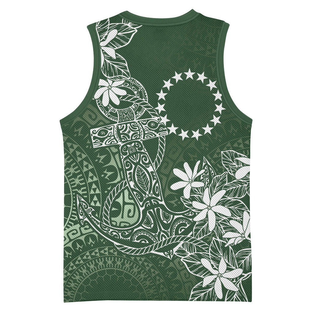Sage Green Kuki Airani Tapakau Basketball Jersey Tribal Anchor Mix Tiare