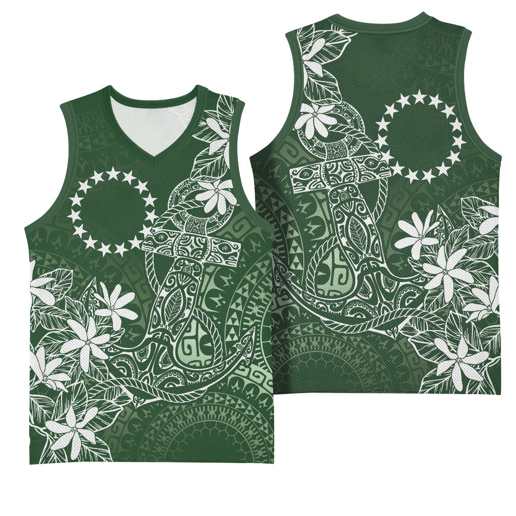 Sage Green Kuki Airani Tapakau Basketball Jersey Tribal Anchor Mix Tiare