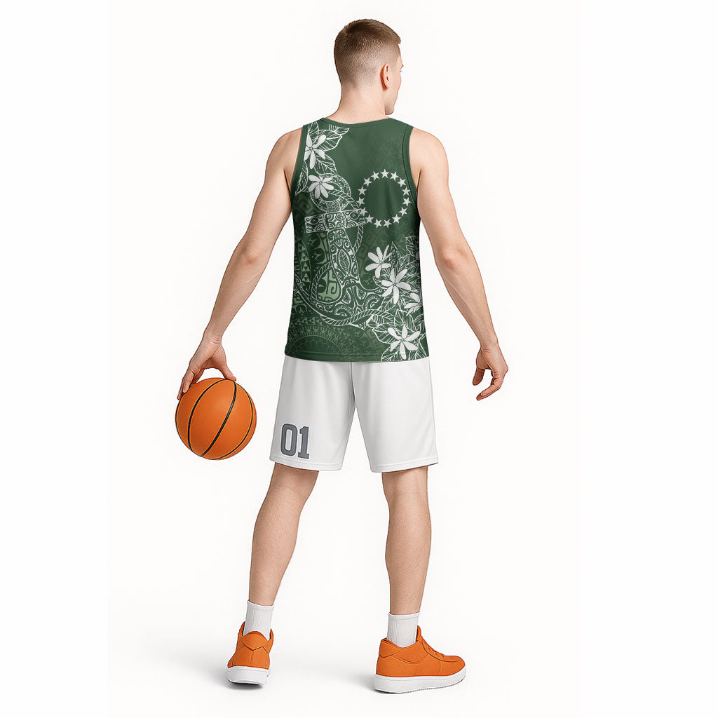 Sage Green Kuki Airani Tapakau Basketball Jersey Tribal Anchor Mix Tiare