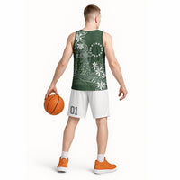 Sage Green Kuki Airani Tapakau Basketball Jersey Tribal Anchor Mix Tiare