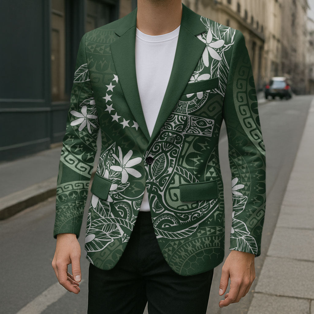 Sage Green Kuki Airani Tapakau Blazer Tribal Anchor Mix Tiare