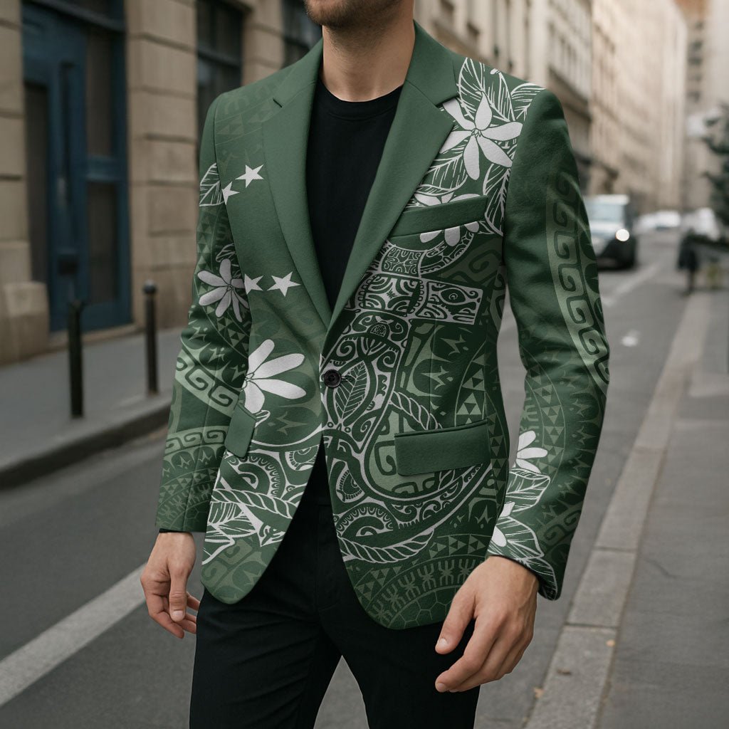 Sage Green Kuki Airani Tapakau Blazer Tribal Anchor Mix Tiare