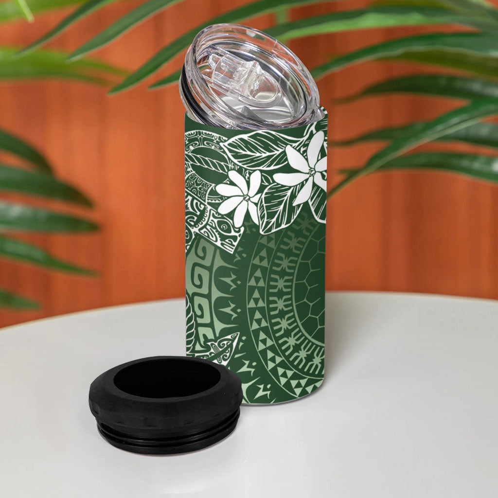 Sage Green Kuki Airani Tapakau 4 in 1 Can Cooler Tumbler Tribal Anchor Mix Tiare
