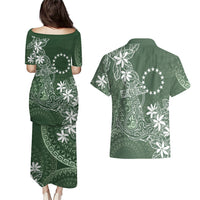 Sage Green Kuki Airani Tapakau Couples Matching Puletasi and Hawaiian Shirt Tribal Anchor Mix Tiare LT7 - Polynesian Pride
