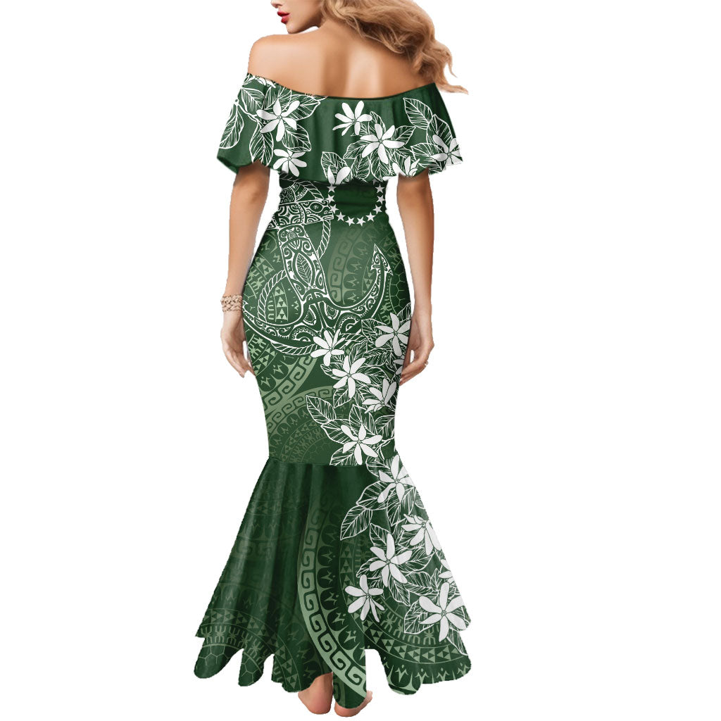Sage Green Kuki Airani Tapakau Family Matching Mermaid Dress and Hawaiian Shirt Tribal Anchor Mix Tiare LT7 - Polynesian Pride