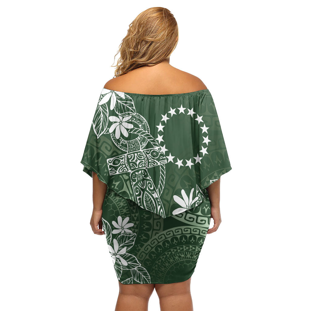 Sage Green Kuki Airani Tapakau Family Matching Off Shoulder Short Dress and Hawaiian Shirt Tribal Anchor Mix Tiare LT7 - Polynesian Pride
