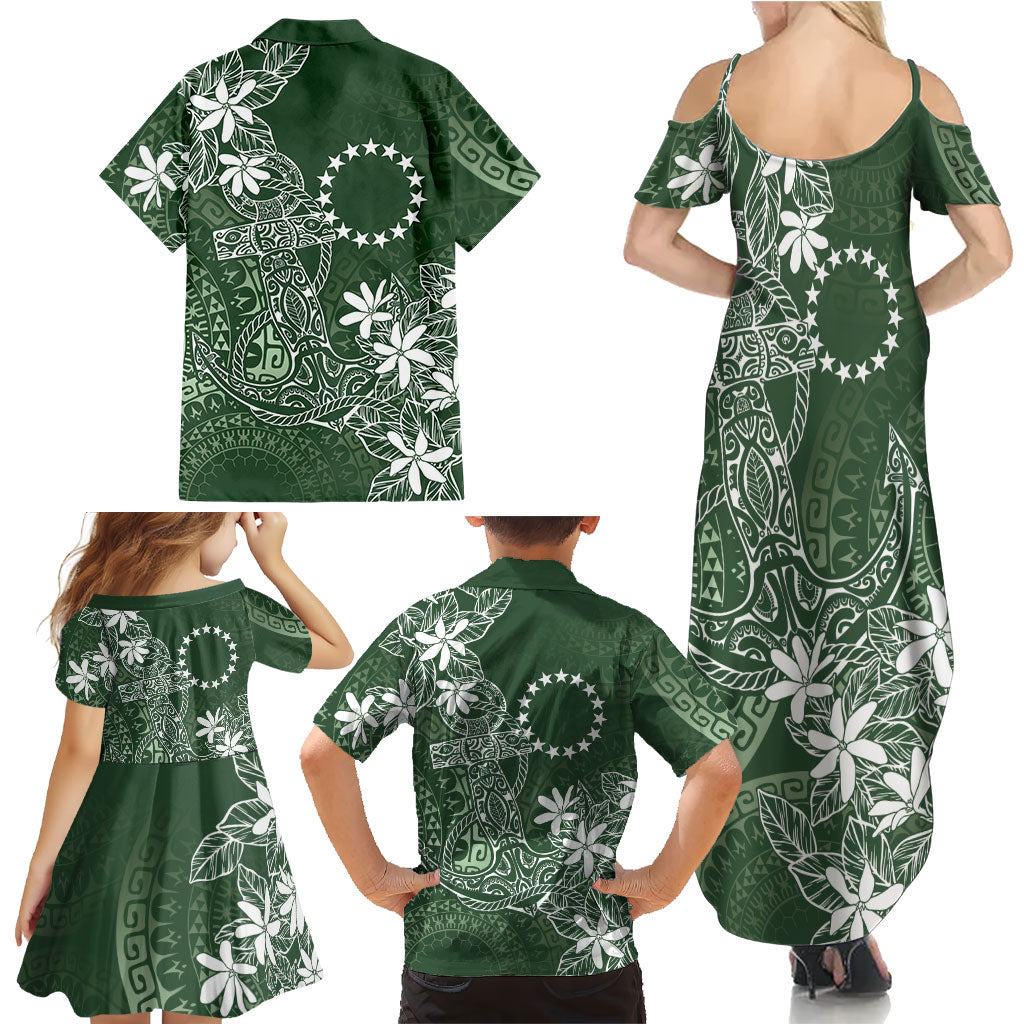 Sage Green Kuki Airani Tapakau Family Matching Summer Maxi Dress and Hawaiian Shirt Tribal Anchor Mix Tiare LT7 - Polynesian Pride